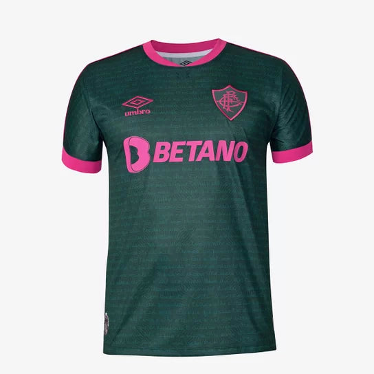 Camisa Fluminense lll 23/24 - Umbro Verde e Rosa Torcedor Masculina - Lançamento